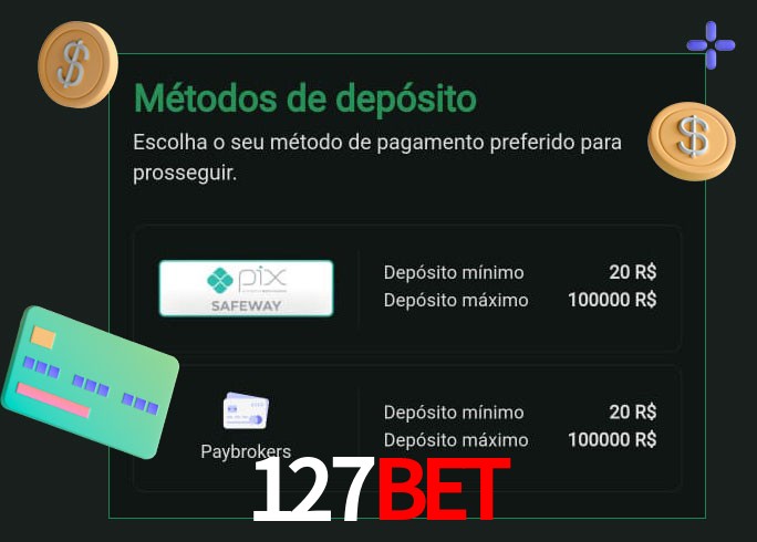 O cassino 127Bet oferece uma grande variedade de métodos de pagamento
